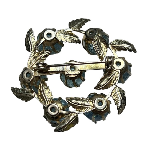 Vintage wreath style Brooch Pin with blue‎ spheres - Picture 5 of 5
